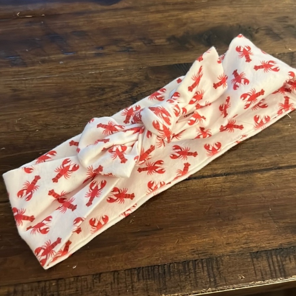 Lobster Print Kids Headband - Red and White